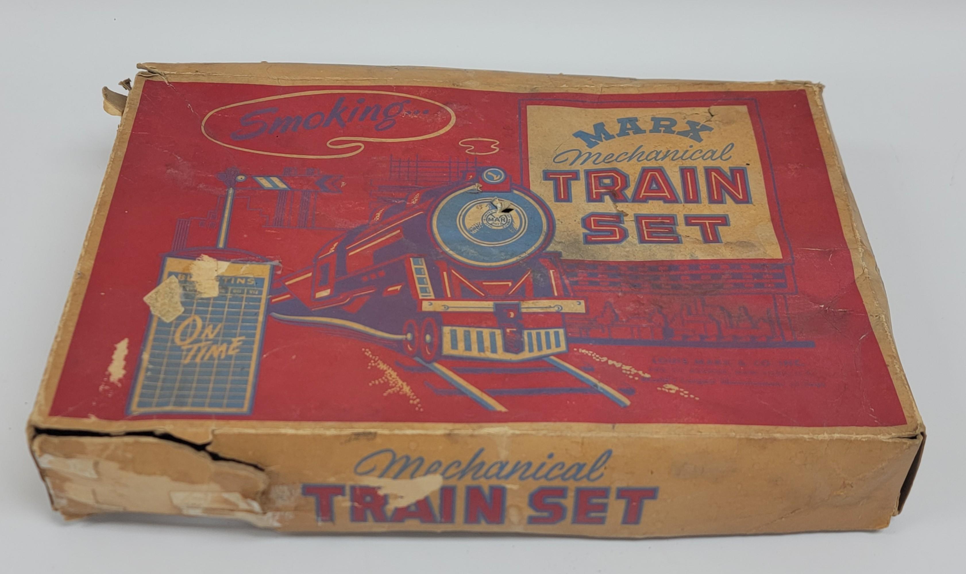 Vintage Marx Wind-Up Mechanical Smoking Train Set In Box
