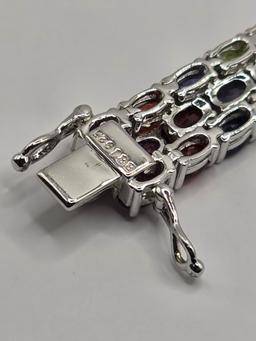 Ladies Sterling Silver Multi-Gemstone Bracelet