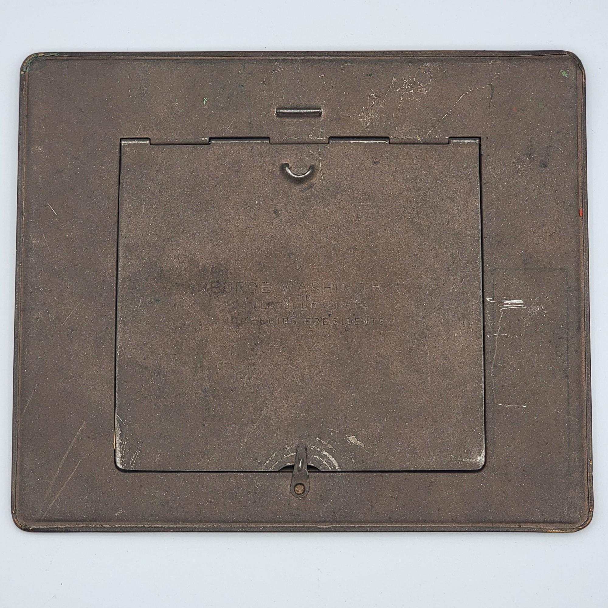 1922 Copper Plaque Of The First 29 U.S. Presidents By Abraham Eisenberg