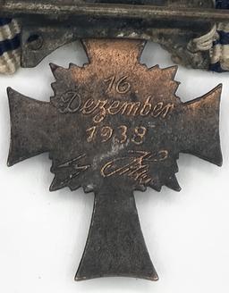 1938 WWII German Cross Of Honour Of The German Mother With Ribbon