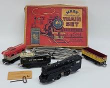 Vintage Marx Wind-Up Tin Litho Mechanical Train Set In Box