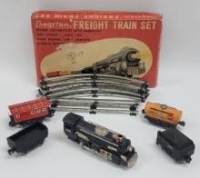 Vintage Cragston Battery Operated Tin Litho Freight Train Set In Box