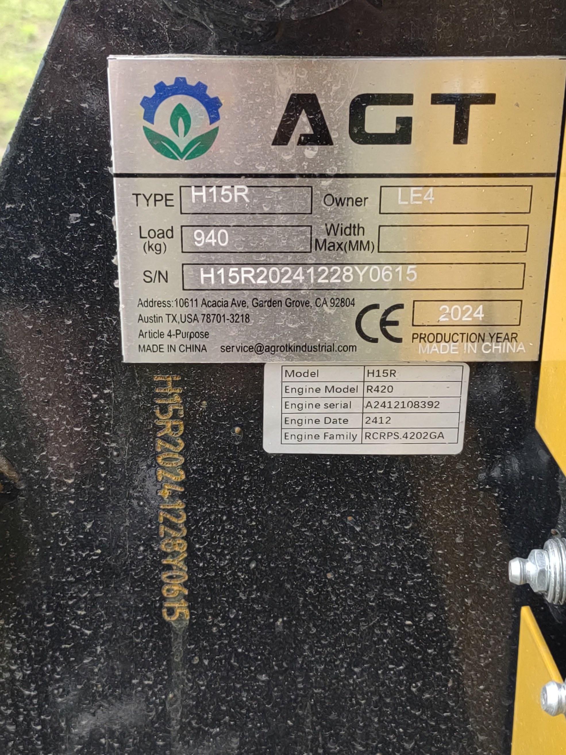 2024 AGT Industrial H15R Mini Excavator