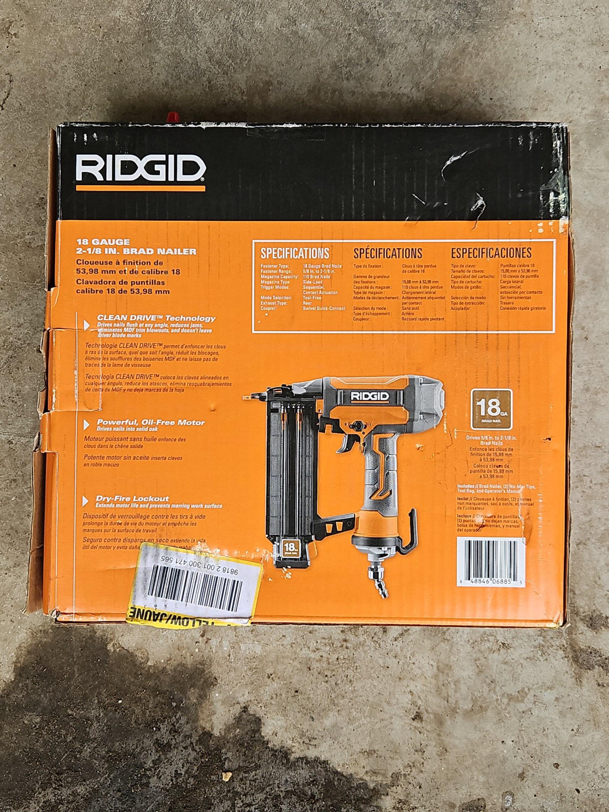 Ridgid 18 Gauge 2 1/8" Brad Nailer. Pt# R213BNF.