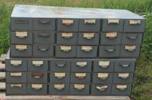Vtg Industrial 18 Drawer Metal Stackable Cabinet