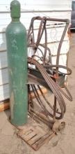 Air Products Oxygen Tank, Oxygen Tank Dolly Truck & Union Carbide Welding Hoses, Etc