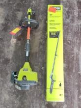 Ryobi 2-Cycle Gas String Trimmer & 10" Pole Saw Attachment.