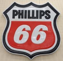 Large Phillips 66 Embossed Lighted Adv Sign 58x56