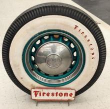 Vintage Firestone Tires Display Rack w/ Tire
