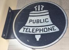 Vintage DST Bell Public Telephone Flange Sign