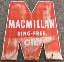 Vintage DST Macmillan Ring-Free Oil Die-Cut Sign