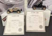 Danbury Mint 1925 Ford Model T Runabout & 1931 Ford Model A Deluxe Roadster Replica Vehicles
