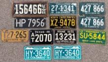 (12) Vintage License Plates