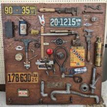 1920s-30s Automotive Shop Mounted Memorabilia Display