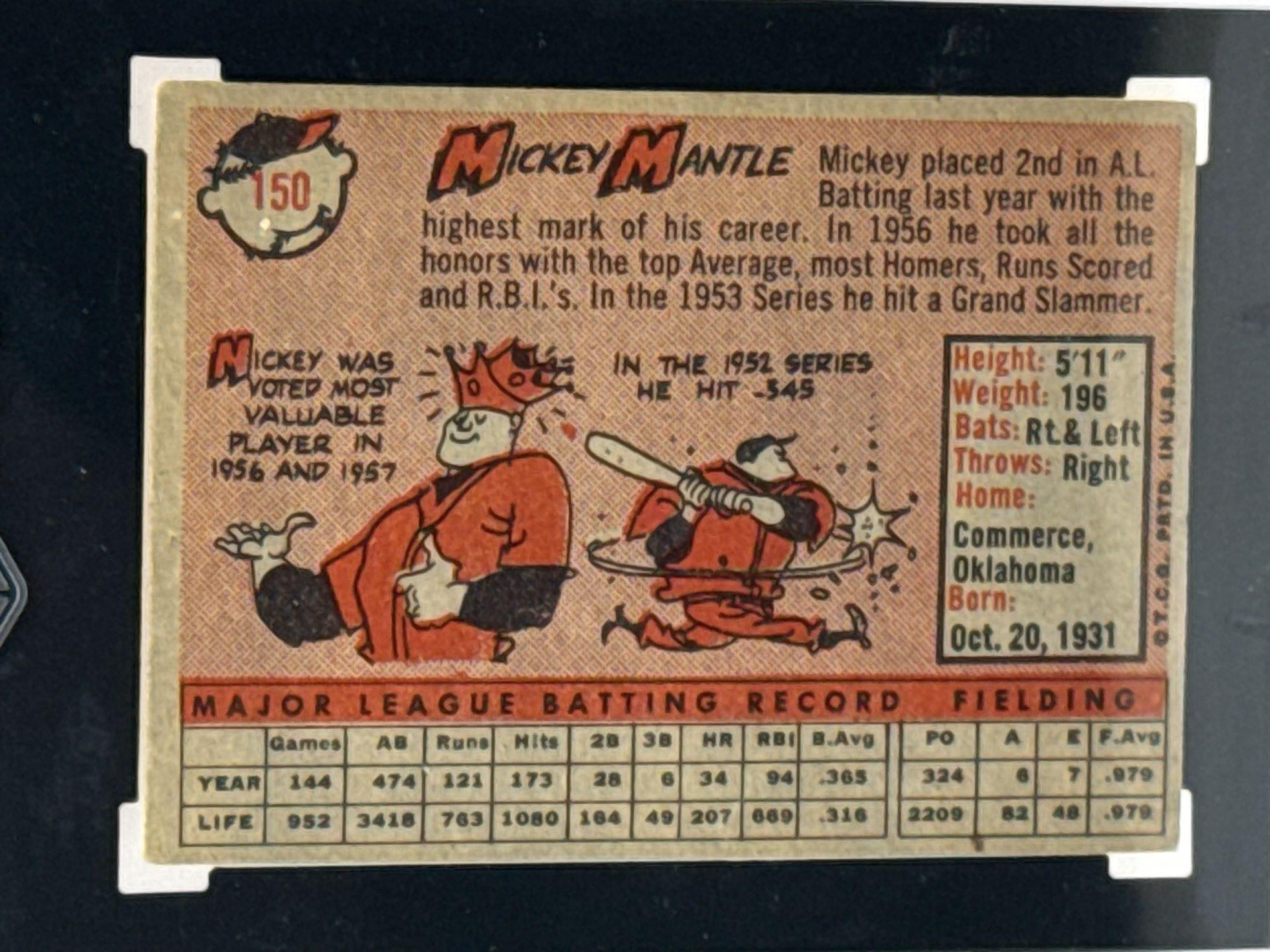 Graded 1958 Mickey Mantle Topps Baseball Card VG-EX 4