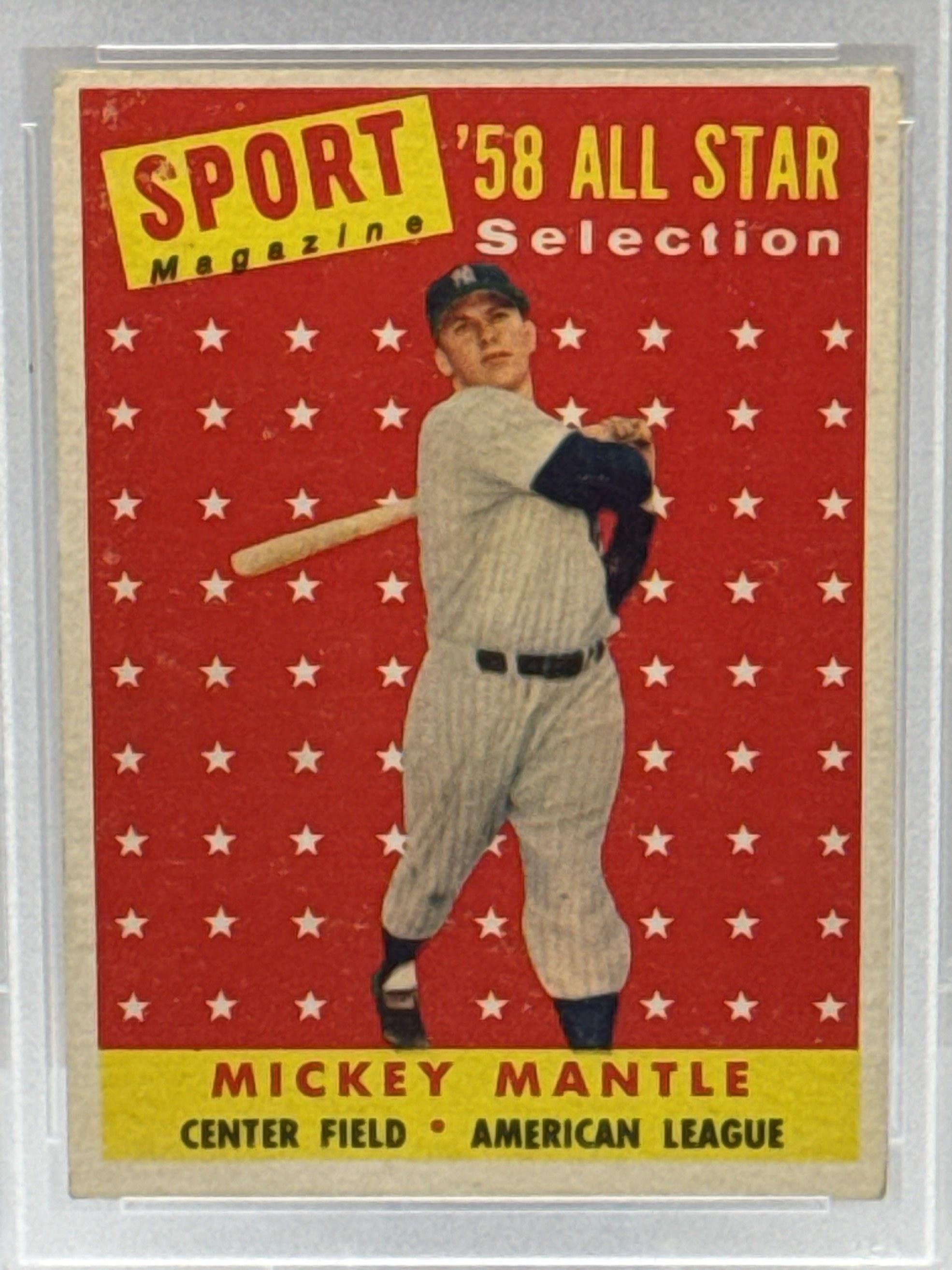 Graded 1958 Mickey Mantle All Star Topps Baseball Card EX 5