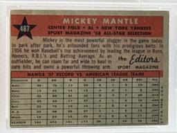 Graded 1958 Mickey Mantle All Star Topps Baseball Card EX 5