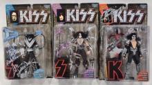 3) Signed Kiss Mcfarlane Action Figures On Blister Cards / Gene Simmons / Ace Frehley / Paul Stanley