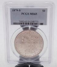 Graded 1879 s Silver Morgan $1 One Dollar Coin MS65