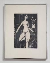 Charles Comfort Female Nude Framed Woodblock Print