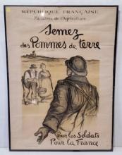 Vintage Original French WW1 Propaganda Potato for Soldiers Poster 30 3/4Ó x 42 1/4Ó