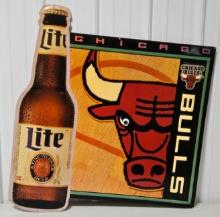 Vintage SST Embossed Chicago Bulls Miller Lite Advertising Sign