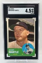 Graded 1963 Mickey Mantle Topps Baseball Card VG-EX+ 4.5