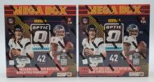 2 Sealed Panini 2024 Donruss Optic O Football Mega Box Blue Hyper, Autographs, Memorabilia Cards