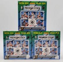 3 Sealed Panini 2023-24 Prizm Premium Stock Basketball Mega Box Autographs, High Voltage, Retro Net