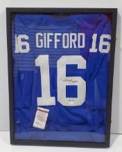 JSA Authentic Frank Gifford Autograph Framed Jersey HOF 77