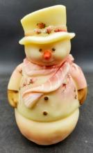 Fenton Burmese Snowman Fairy Light Uranium Glass