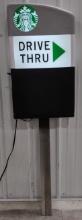 Starbucks Coffee Drive Thru Lighted Advertising Pole Sign