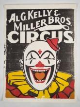 Vintage Al G. Kelly & Miller Bros Circus Poster / Clown Graphic