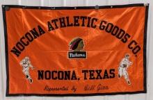 Vintage Nocona Athletic Goods Co. "Nokona" Cloth Advertising Banner w/ Chain Stitched Patches
