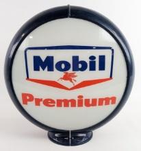 Mobil Premium Gas Pump Globe w/ Glass Lens & Capcolite Body