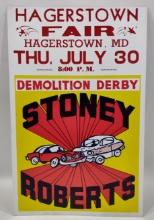 Vintage Stoney Roberts Demolition Derby Hagerstown Fair Cardboard Sign
