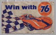 Vintage Union 76 Auto Racing Canvas Advertising Banner