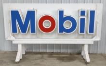 Over 8ft Mobil Gas Station Lighted Sign w/ Custom Rolling Base