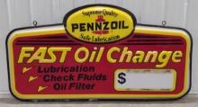 6ft Vintage Pennzoil Fast Oil Change Lighted ÊEmbossed Lexan Sign
