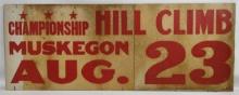 4-1/2ft Vintage Muskegon Motorcycle Championship Hill Climb Sign