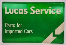 Vintage SST Lucas Service Imported Car Parts Embossed Advertising Sign
