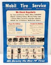 Large Vintage Mobil Tire Service Cardboard Advertising Sign 46x34