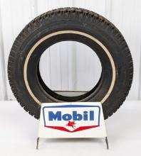 Vintage Mobil Service Station Tire Display Rack w/ NOS Mobil Tire