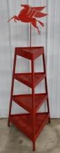 Custom Mobil Oil Oil Can Display Shelf / Rack w/ 2 SSP Die-Cut Signs