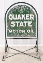 Vintage DST Quaker State Motor Oil Tombstone Curb Sign