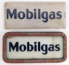 (2) Vintage Mobilgas Gas Pump Glass Insert Signs