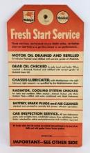 Vintage Mobil DS Cardboard Fresh Start Service Gas Station Sign