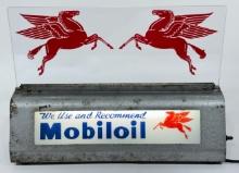 Custom Vintage Mobiloil Lighted Countertop Sign w/ Pegasus Graphics