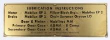 Vintage Mobil Service Station Lubrication Brass Instruction Sign
