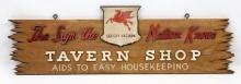 Vintage SOCONY Mobil Tavern Shop Wood Advertising Sign
